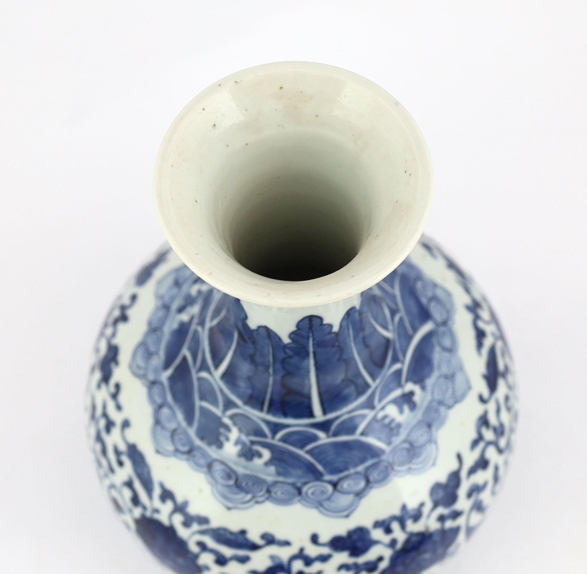 A Chinese blue and white ‘lotus’ vase, 20th century